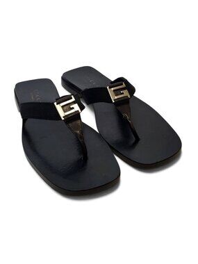 Vintage Gucci Tom Ford G Logo Thong Sandals Square Toe Flat Slides